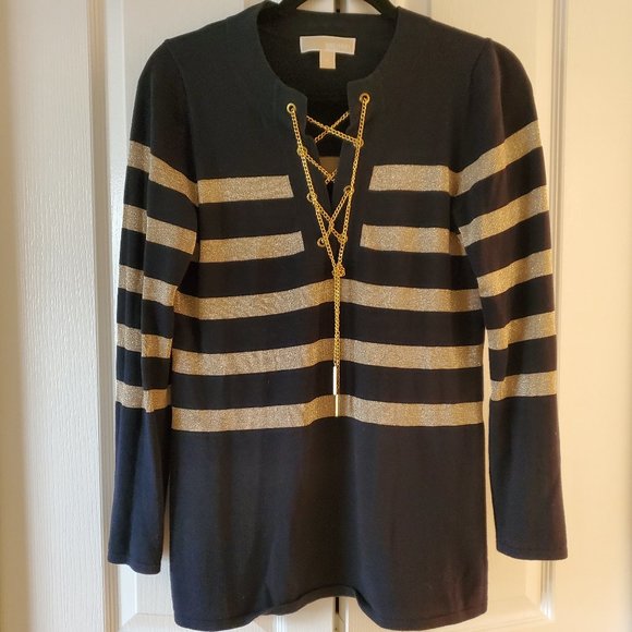 MICHAEL Michael Kors top black and gold - Picture 1 of 8